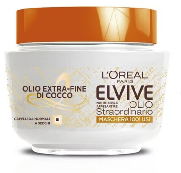 L'Oréal Paris Elvive Voedend Masker Extraordinary Coconut Oil voor Normaal tot Droog Haar 300ml - Set van 3