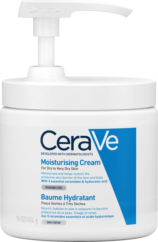 CeraVe Hydraterende Crème voor Lichaam en Gezicht met Pompdispenser 454g