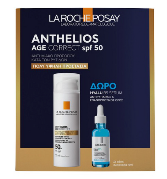 La Roche-Posay Anthelios Age Correct SPF50 Zonnebrandcrème 50ml met Hyalu B5 Serum 10ml Cadeauset