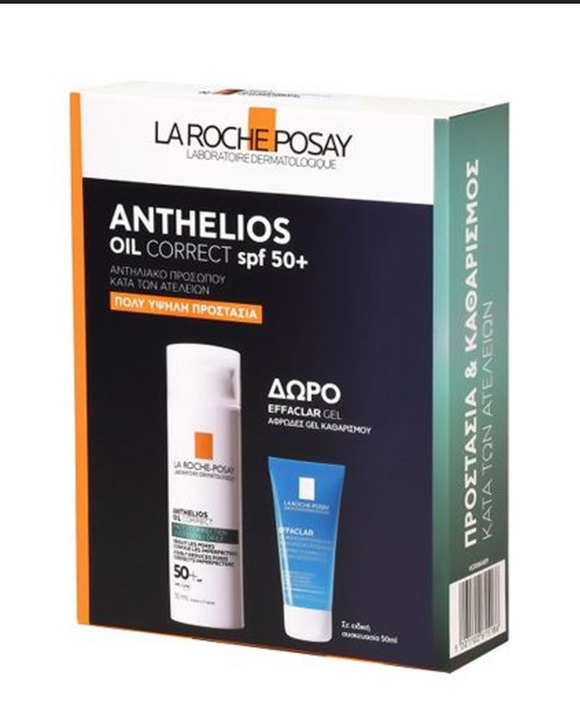 La Roche-Posay Anthelios Oil Correct SPF50 Zonnebrandcrème met Effaclar Gel 50ml Set