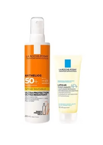 La Roche-Posay Anthelios Zonnebrand SPF50 200ml en Lipikar Reinigingsolie AP+ Anti-Roodheid 100ml